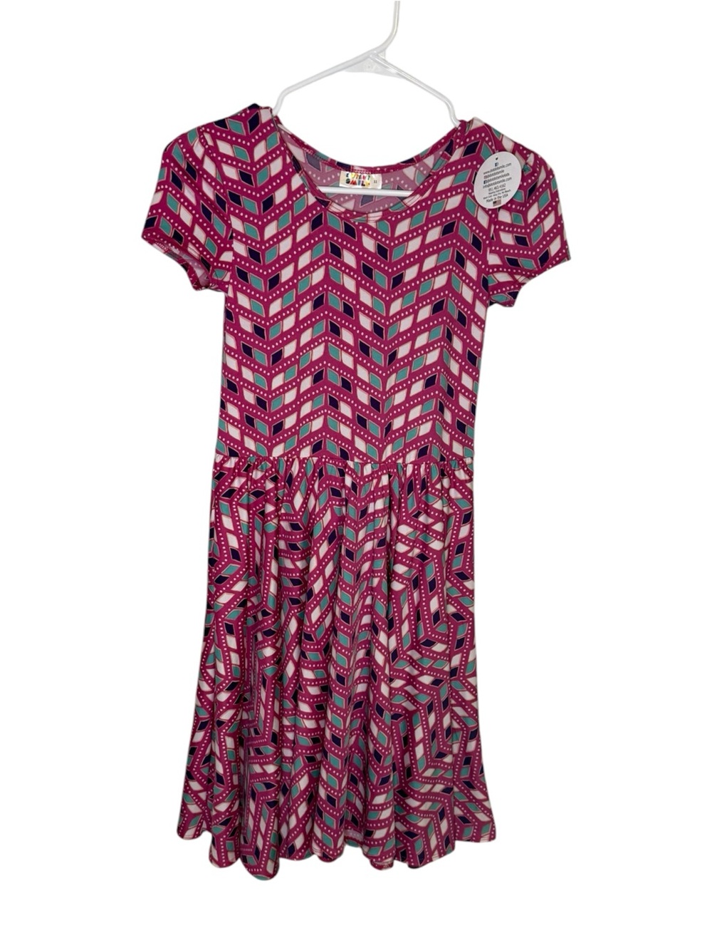 Dot Dot Smile Geometric Print Short Sleeve Dress Size 11